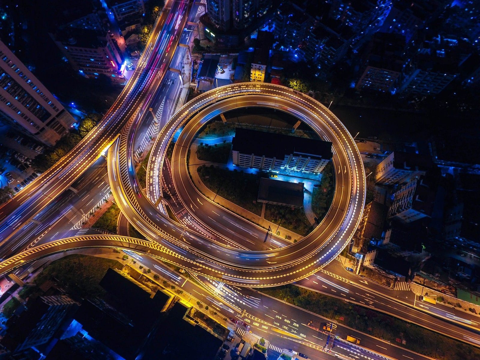 Highway at night.